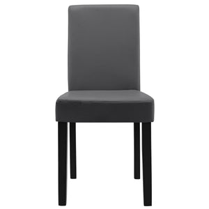 Set Pranzo con Tavolo 140x90 cm e 6 Sedie in Similpelle - Bianco / Grigio scuro [en.casa]