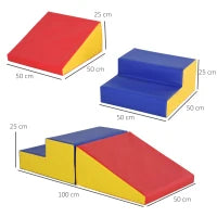 Set 7 Blocchi di Costruzioni Morbide per Bambini in schiuma, 50x50x25 cm, Multicolore