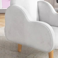 Poltrona per Bambini in Stile Scandinavo con Braccioli a Nuvola in Tessuto Bianco, 46x51x55 cm