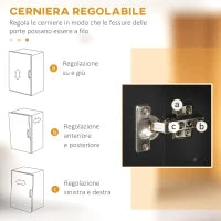 Credenza Cucina in Legno con Ripiani e Armadietto 2 Ante con Mensole Regolabili, 74.6x35.5x182.5cm