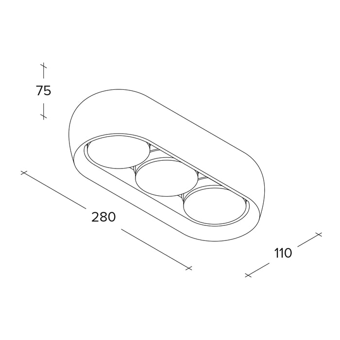 MYSIA lampada da Soffitto 3 Luce Bianci in gesso attacco GX53 28x11cm