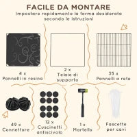 Recinto per Animali Modulabile e Multilivello con 39 Pannelli, in Acciaio e PP, 140x70x105 cm, Nero