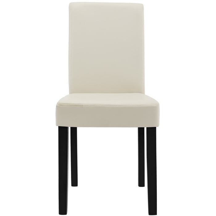 Set Pranzo con Tavolo 140x90 cm e 6 Sedie in Similpelle - Bianco / color Crema [en.casa]