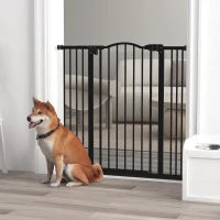 Cancelletto per Cani Estensibile con 4 Viti Regolabili, in Metallo e Plastica, 74-100x94 cm, Nero