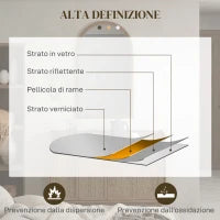 Specchio da Parete ad Arco 110x65cm con Cornice in Legno per Camera e Ingresso, Marrone Scuro