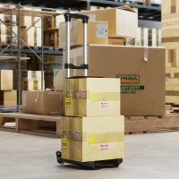 Carrello Portapacchi Pieghevole da 40 kg con 2 Cinghie, Maniglia Telescopica, Alluminio e Plastica, Nero