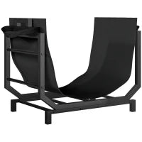 Porta Legna in Metallo con Borsa da Trasporto Rimovibile in Tessuto Oxford, 53x33x43 cm, Nero