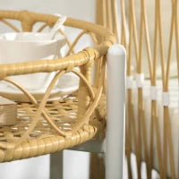Set da Giardino Stile Boho in Rattan con 2 Sedie con Cuscini e Tavolino Rotondo, Giallo