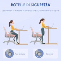 Sedia da Ufficio Ergonomica ad Altezza Regolabile con 5 Rotelle, 55x48x82.5-94.5 cm, Rosa