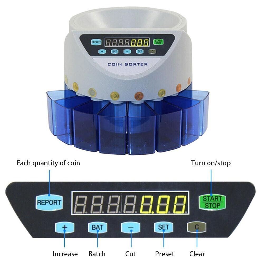 Macchina Contamonete elettrico separa monete 8 cassetti conta monete automatico
