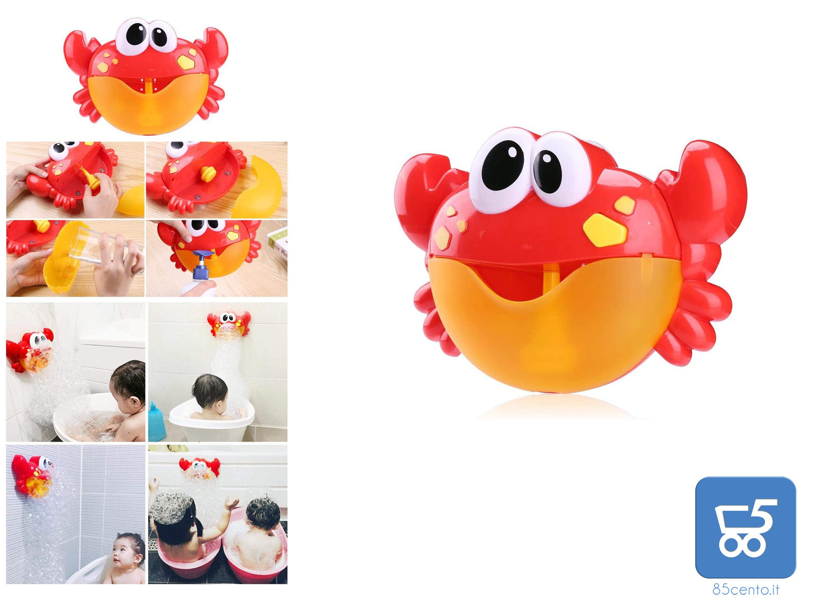 Macchina per bolle a forma di granchio per Vasca da Bagno Acqua e Sapone Giocattoli Giochi per Bambini Rosso