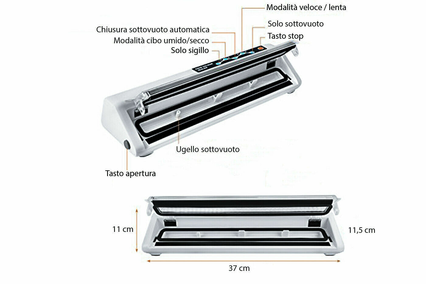 Macchina per sottovuoto alimenti 30 Cm confeziona cibo casa 110W VS6620