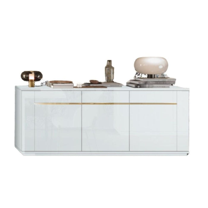 Madia Alce 3 ante bianco lucido laccato con particolari oro