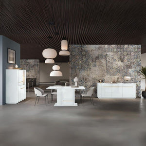 Madia Alce 3 ante bianco lucido laccato con particolari oro