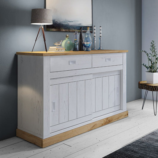 Madia AnthonyIII 52 con 2 ante scorrevoli e 2 cassetti colore rovere wotan e anderson pine stile shabby