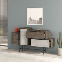 Madia Hermes colore dark coffee con ante e cassetti effetto marmo 160 cm