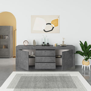 Madia Ocean 2 ante e 3 cassetti grigio beton 210x45x84h