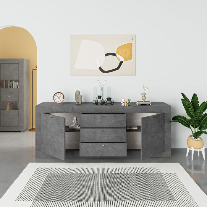 Madia Ocean 2 ante e 3 cassetti grigio beton 210x45x84h