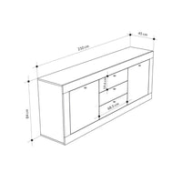Madia Ocean 2 ante e 3 cassetti grigio beton 210x45x84h