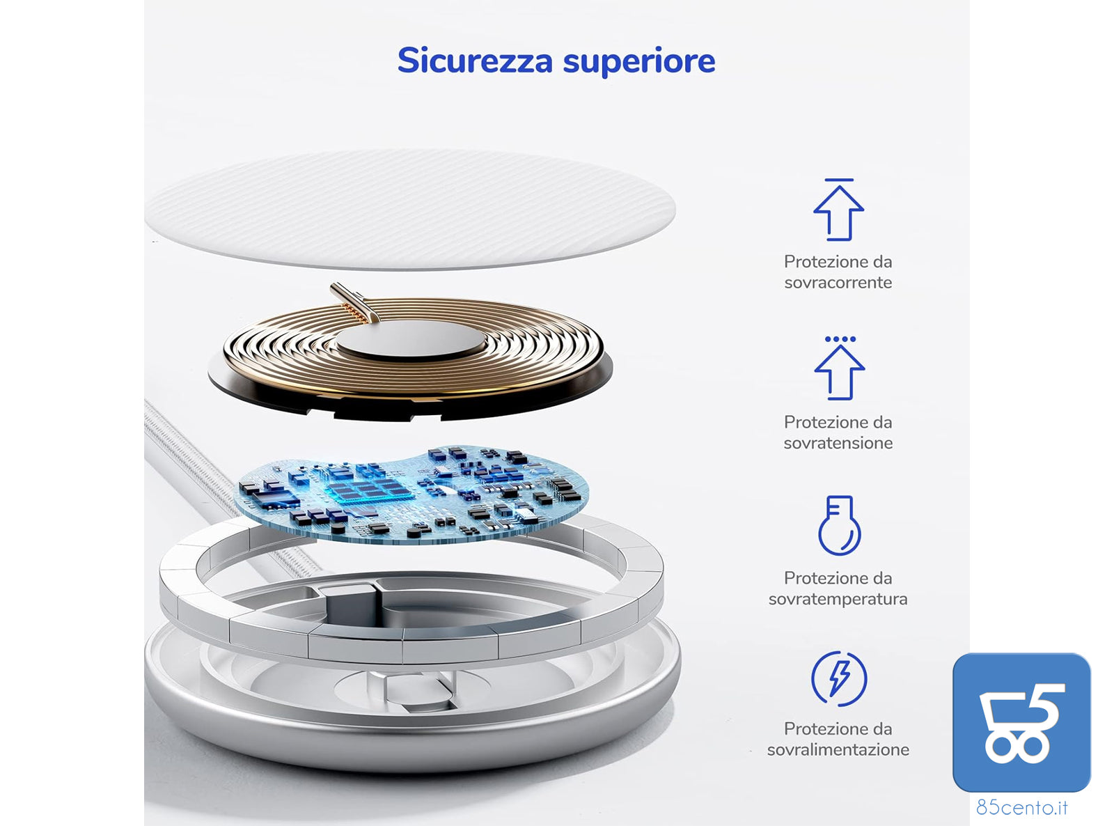 Magnetic Wireless Charger Pad PD 20W Cavo USB-C 1,5M Compatible con iPhone 13 12 Pro Max Mini AirPods 2/3 / Pro