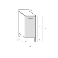 Base per cucina componibile da 40 cm con 1 anta linea MAKA, realizzata in legno 100% MADE IN ITALY, colore Noce, Apertura DX