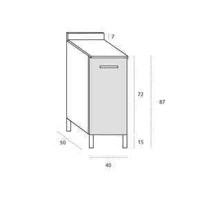 Base per cucina componibile da 40 cm con 1 anta linea MAKA, realizzata in legno 100% MADE IN ITALY, colore Noce, Apertura SX