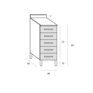 Cassettiera per cucina componibile da 40 cm con 5 cassetti linea MAKA, realizzata in legno 100% MADE IN ITALY, colore Noce