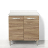 Base per cucina componibile da 80 cm con 2 ante linea MAKA, realizzata in legno 100% MADE IN ITALY, colore Noce