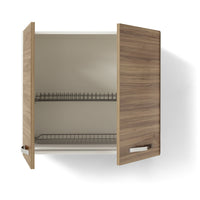 Pensile Colapiatti per cucina componibile da 80 cm con 2 ante linea MAKA, realizzata in legno 100% MADE IN ITALY, colore Noce