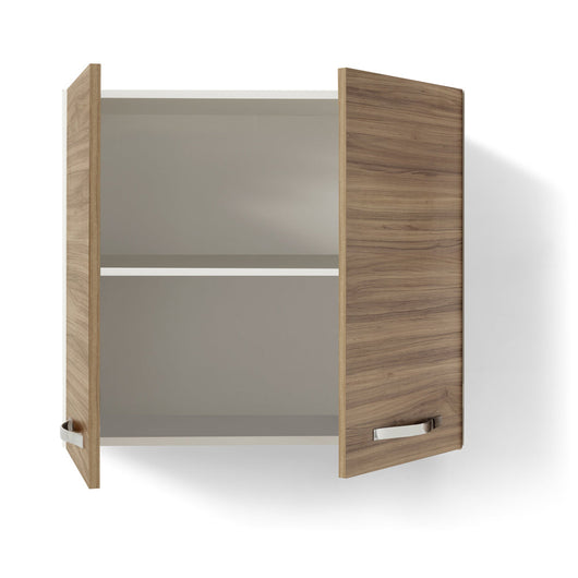 Pensile per cucina componibile da 80 cm con 2 ante linea MAKA, realizzata in legno 100% MADE IN ITALY, colore Noce