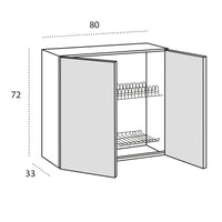 Pensile Colapiatti per cucina componibile da 80 cm con 2 ante linea MAKA, realizzata in legno 100% MADE IN ITALY, colore Noce