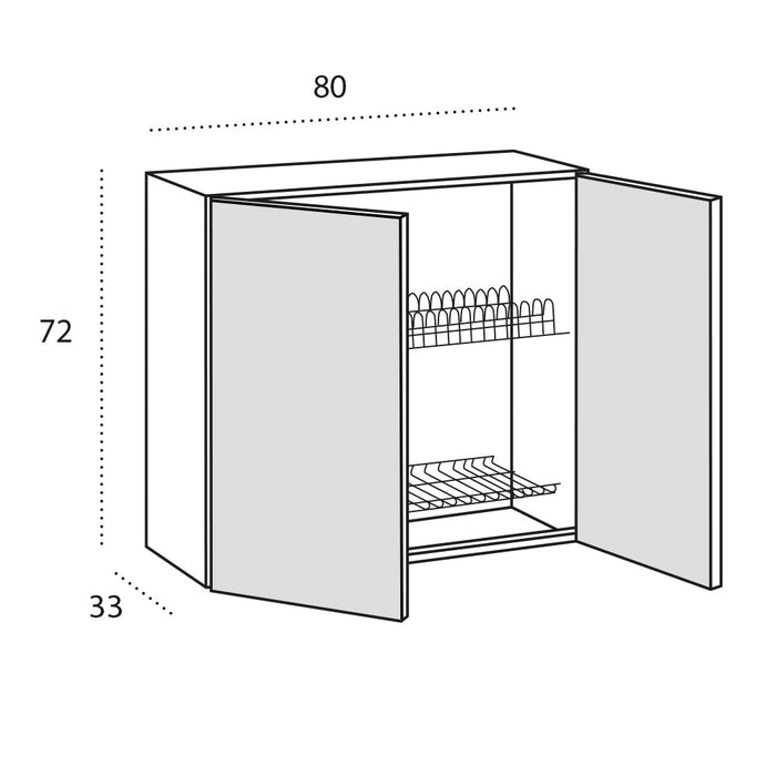 Pensile Colapiatti per cucina componibile da 80 cm con 2 ante linea MAKA, realizzata in legno 100% MADE IN ITALY, colore Noce