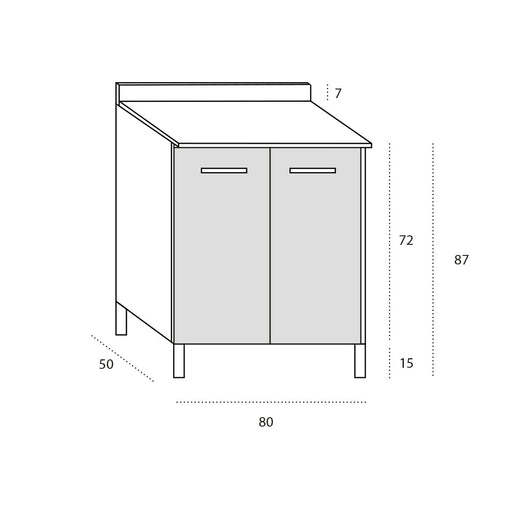 Base per cucina componibile da 80 cm con 2 ante linea MAKA, realizzata in legno 100% MADE IN ITALY, colore Noce
