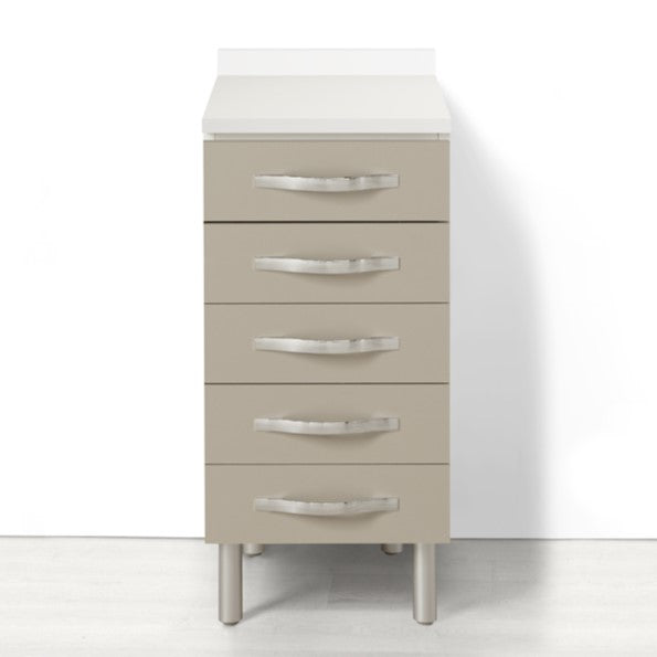 Cassettiera per cucina componibile da 40 cm con 5 cassetti linea MAKA, realizzata in legno 100% MADE IN ITALY, colore Tortora