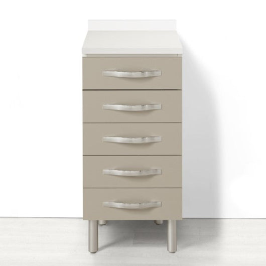 Cassettiera per cucina componibile da 40 cm con 5 cassetti linea MAKA, realizzata in legno 100% MADE IN ITALY, colore Tortora