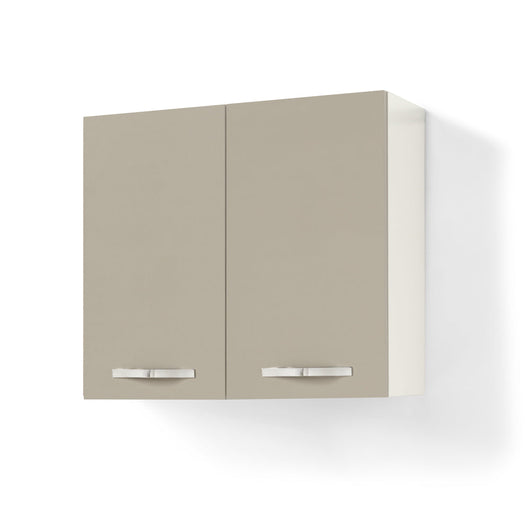 Pensile per cucina componibile da 80 cm con 2 ante linea MAKA, realizzata in legno 100% MADE IN ITALY, colore Tortora