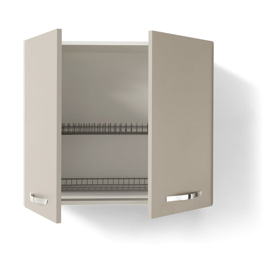 Pensile Colapiatti per cucina componibile da 80 cm con 2 ante linea MAKA, realizzata in legno 100% MADE IN ITALY, colore Tortora