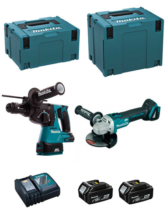 Makita  kit dlx2125mj1 (dga504 + dhr243 + 2 x 4,0 ah + dc18rc + makpac 3 + makpac 4) 0659436001732