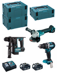 Makita  kit mk309rtj (dhr171 + dhp484 + dga504 + 2 x 5,0 ah + dc18rc + makpac 2 + 2 x makpac 3) 8435587921202