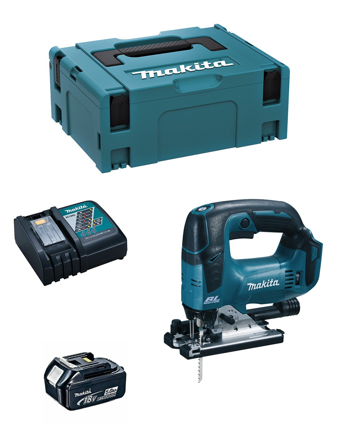 Makita seghetto alternativo  djv182rtj1 (1 x 5,0 ah + dc18rc + makpac 2) 8435587915270