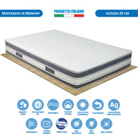 Kit materasso memory ioni argento e rete ortopedica piazza e mezza 120x190 Malaga H25 cuscino incluso - Comprarredo
