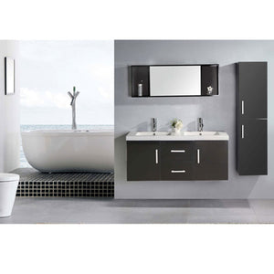 Mobile Bagno Nero 120 cm Colonna e Lavabo Inclusi - Malibù