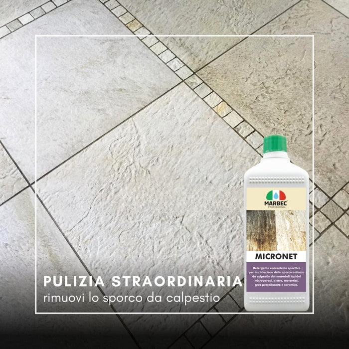 Detergente per gres porcellanato e pietre MICRONET   1LT + Tampone in Melamina