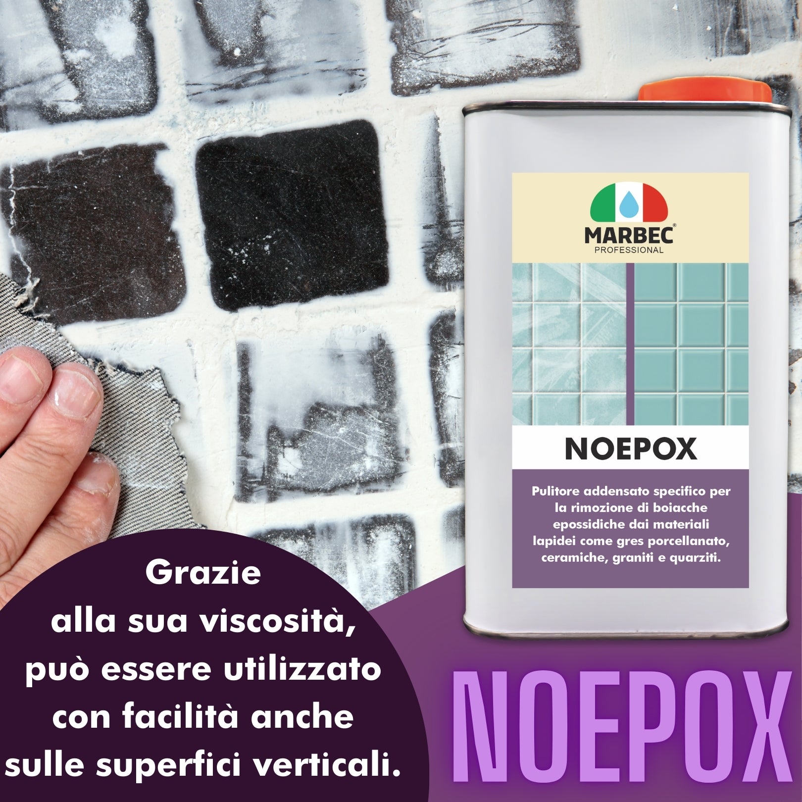 Come rimuovere boiacche epossidiche NOEPOX   1LT detergent + Tampone NERO