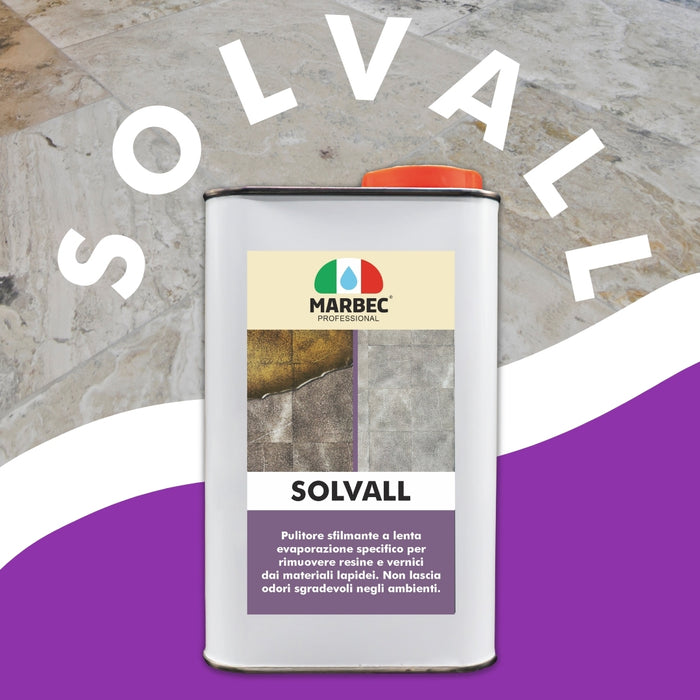 Pulitore sfilmante per materiali lapidei SOLVALL   1LT detergente + TAMPONE NERO