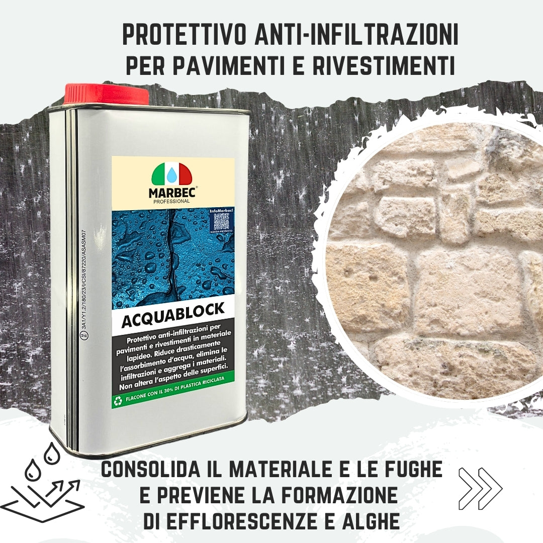 Protettivo consolidante anti infiltrazioni ACQUABLOCK   5LTx4Pz