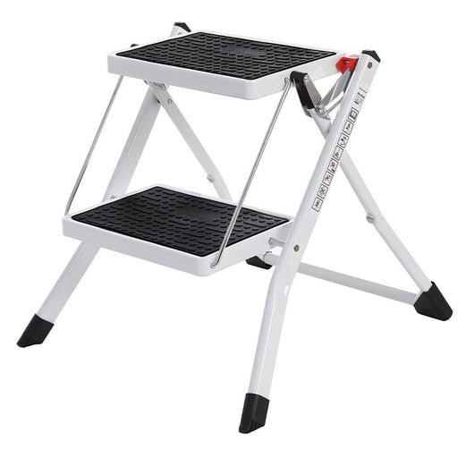 Scaletta pieghevole 2 gradini antiscivolo in acciaio verniciato a polveri portata 150 kg verificata e certificata 12_0002714