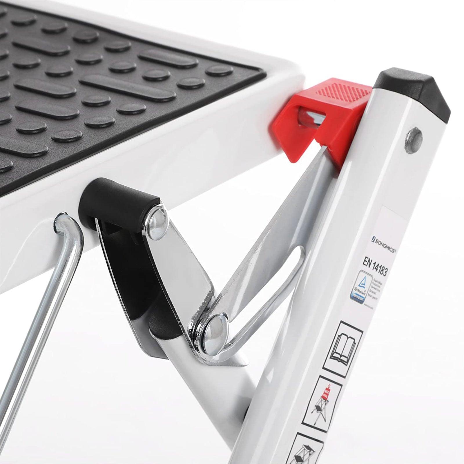 Scaletta pieghevole 2 gradini antiscivolo in acciaio verniciato a polveri portata 150 kg verificata e certificata 12_0002714