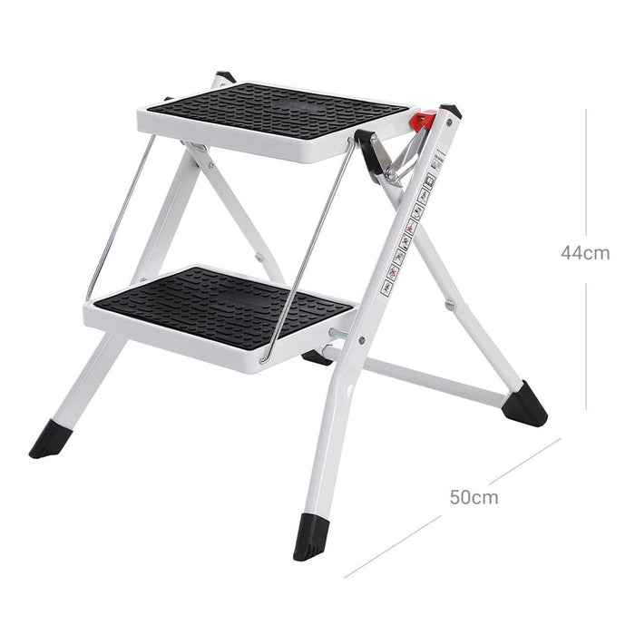 Scaletta pieghevole 2 gradini antiscivolo in acciaio verniciato a polveri portata 150 kg verificata e certificata 12_0002714