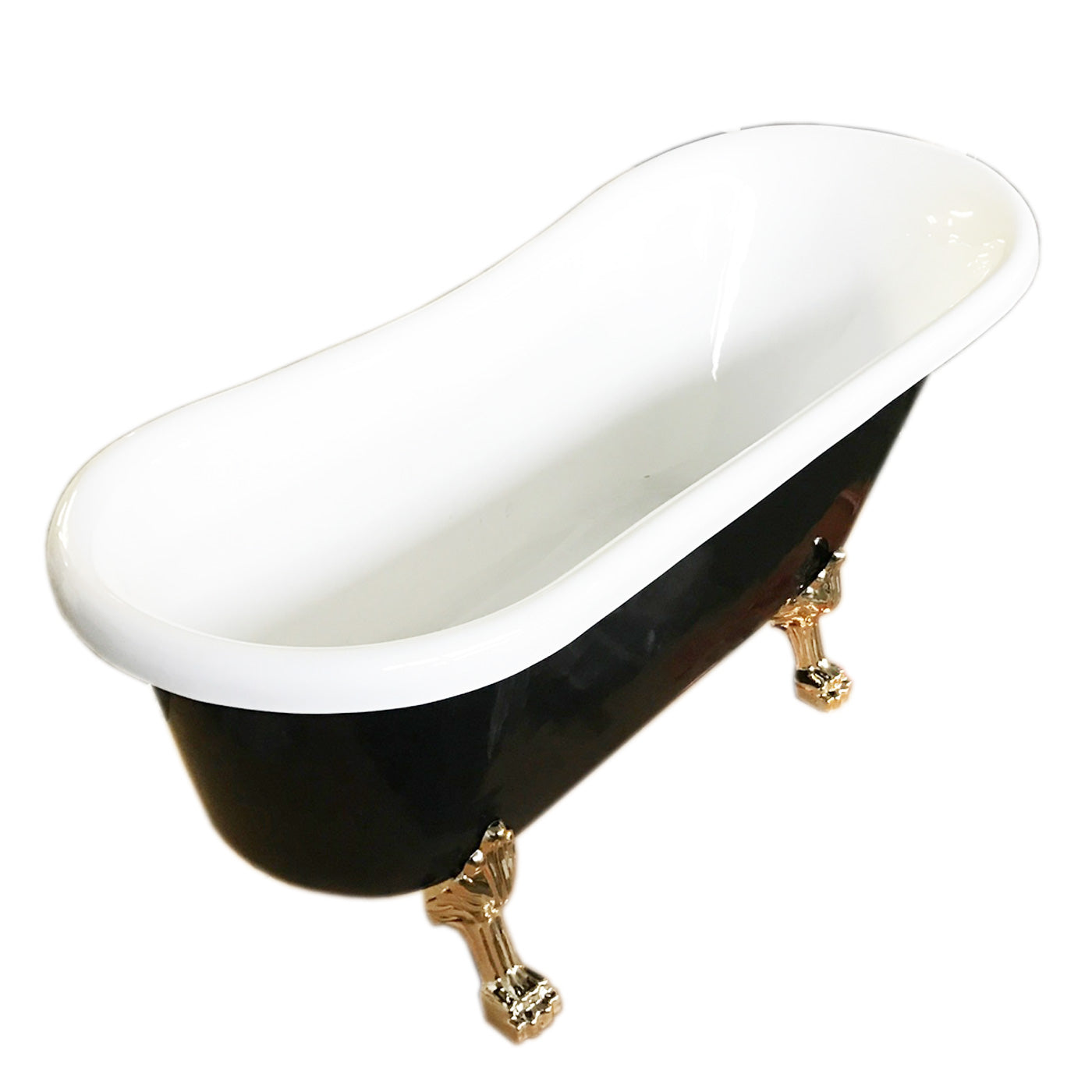 Vasca freestanding nera vintage 170 x 80 cm con piedi oro - Margherita black